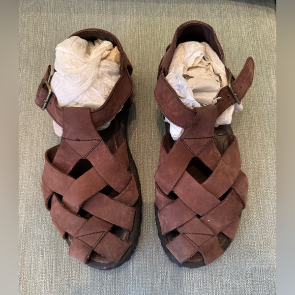 Teva Cross Up Brown Soft Leather Fisherman Sandals Women’s Size 8 Woven Leather - Picture 3 of 6